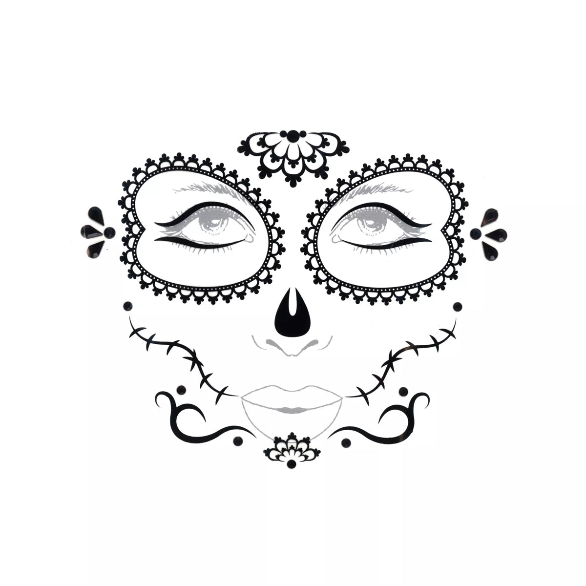 Black and White Sugar Skull Face Decal